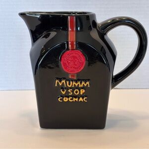 Vintage Mumm VSOP Cognac Black Ceramic Pitcher
